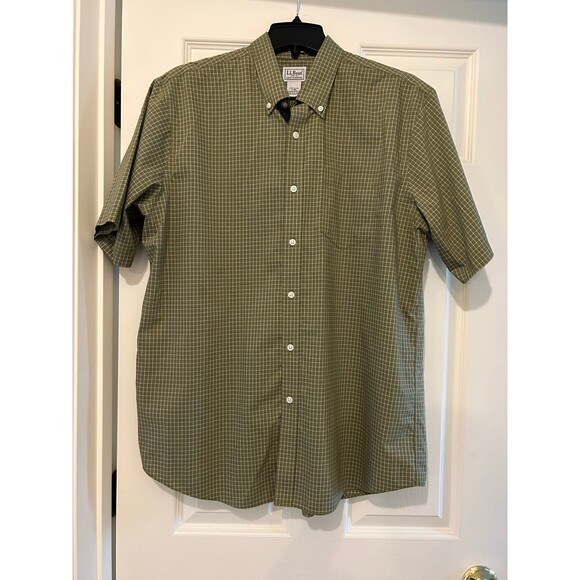 LL Bean mens Short Sleeve Button Down Wrinkle Free Shirt Size L - Picture 1 of 5